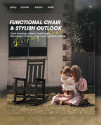 KINGYES Oversized Outdoor Rocking Chair, All-Weather Patio Rocking Chairs for Porch, HDPE Outdoor Patio Rockers with High Back & Wide Seat for Garden, Lawn, Black