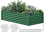 YITAHOME 6x3x1.5 2pcs Large Raised Garden Bed Kit, Galvanized Metal Planter Box with Gloves, Ground Nails, Support Rod, Outdoor Above Ground Planters for Plants Vegetables Flowers, Green