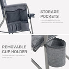 EVER ADVANCED Lightweight Folding Rocking Camping Chair, Padded Portable Rocker Chair for Patio, Lawn and Outdoors, Heavy Duty Hard Armchair for Adults, Grey