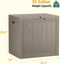 Deck Box 32 Gallon Resin Lockable Outdoor Storage Bin, Striped Grey
