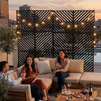 VINGLI Privacy Fence Panels, 72H’’ x 47W’’ Metal Privacy Screen Freestanding, Decorative Privacy Panels for Patio Garden Pool, Outdoor & Indoor (Diagonal Stripe)