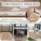Outdoor Rug, 3x5 Tan Floral Entry Mat, Machine Washable