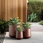 Kante 15.3"+11.6"+8.2" Dia Round Concrete Planter, Large Outdoor Indoor Planter Pots Containers with Drainage Holes and Rubber Plug for Home Garden Patio, Rusty