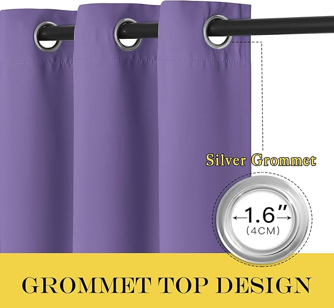 NICETOWN Room Divider Curtain 132 Inches Long, Wide Blackout Sliding Door Curtain for Bedroom, Room Darkening Privacy Window Curtain for Patio Door (1 Panel Set, Lilac Purple, 80 x 132 Inch)