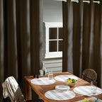 TOWN & COUNTRY BASICS Cabana Solid Heavyweight Indoor Outdoor Curtains, Light Filtering Opacity with Grommet Top, Water Repellent, 2-Pack Set, 54"x96", Chocolate