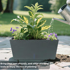 Window Box Planter 6 Pcs, 16.5 Inches Self Watering Rectangle Flower Plant Pots with Drainage Holes Trays, Vegetable Planters for Windowsill Patio Garden Balcony Porch Yard (Dark Green)