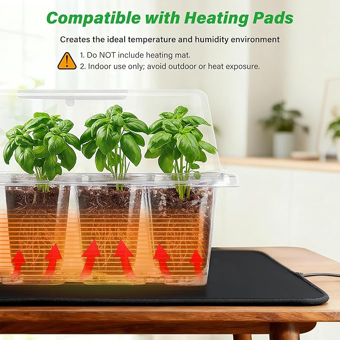 Bonviee 5-Pack Seed Starter Trays for Indoor Germination – Humidity Dome to Regulate Temperature & Humidity, Clear Tray for Root Observation, Drain Holes to Prevent Overwatering (5 Packs, Clear)