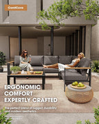 Aluminum Outdoor Patio Furniture Set 6 Seats, Outdoor Sectional Corner Sofa Set, Patio Conversation Sets with Washable Cushions & Coffee Table, Patio Furniture for Backyard, Porch, Graphite