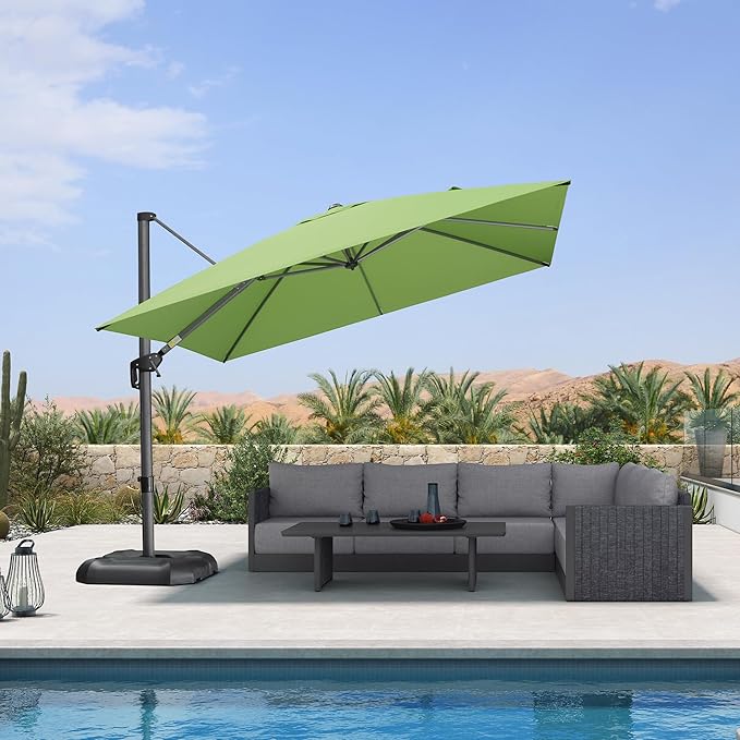 10 Feet Patio Umbrella Outdoor Cantilever Square – Green, 10Feet
