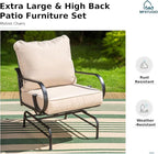 MFSTUDIO 5 Pieces Large Patio Sofa Conversation Set with 28 Inch Propane Fire Pit Table, Metal Outdoor Sectional Furniture with Thick Cushion Motion Chairs Gas Fire Pit