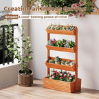 FILWH Wooden Raised Garden Bed Vertical Planter Box, Freestanding Plant Stand for Indoor Outdoor Plants, Herbs, Flowers, Vegetables, Gardening (Reddish Brown, 4-Tier，29.9 x 17.9 x 55in)