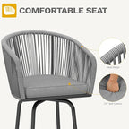 DWVO Outdoor Counter Height Bar Stools Set of 2, Patio Swivel Bar Chairs with Soft Cushions, 360° Rotation, Bar Height Rattan Chairs for Backyard, Poolside, Garden, Gray