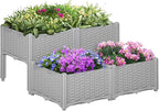 Outsunny 4 Piece Raised Garden Bed with Legs, Planter Box Raised Bed to Grow Flowers, Herbs & Vegetables, Gray