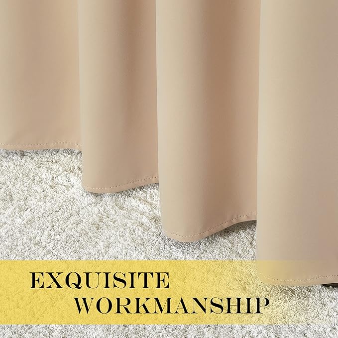 NICETOWN Bedroom Blackout Curtain and Drape - Window Treatment Thermal Insulated Solid Grommet Blackout Drapery for Bedroom (Biscotti Beige, 1 Panel, 52 by 54 inches)