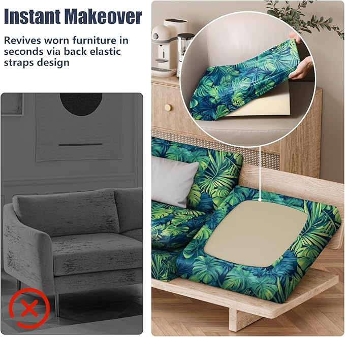 Cushion Covers 8 Pack Stretch Fit Rainforest Washable 95% Polyester Blend