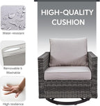 Belord Patio Sectional Furniture Set with Coffee Table: 8 Pieces Wicker Patio Conversation Set with L Shaped Sofa, Outdoor Swivel Glider Rocker, Rattan Ottomans, Removable