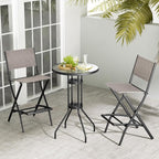 Folding Patio Bar Stools Set of 4, Coffee Metal Frame with Footrest
