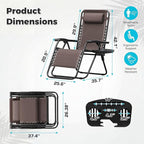 Homall Zero Gravity Chair Patio Folding Lawn Outdoor Lounge Gravity Camp Reclining Lounge Chair with Cup Holder Pillows for Poolside Backyard and Beach Set of 4 (Brown)
