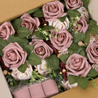 Artificial Flowers Set of 10 Mauve Rose Pew Decorations, 5.5-Inch