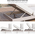 homary 6 Piece Aluminum & Teak Outdoor Sofa Set, Patio Sofa Seat L-Shaped Outdoor Sectional Sofa Set with Adjustable Backrests/Waterproof/Fade Resistant Cushions Ideal for Patios/Balconies,Light Gray