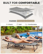 KingCamp Oversized Tanning Chair, Extra-Wide Padded Folding Chase Lounge Chairs Portable Adjustable 5-Position 400lbs Heavy Duty Lounger with Double-Layer Oxford for Outdoor Beach Patio Sun Pool