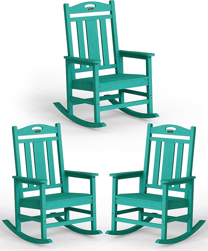Oversized Outdoor Rocking Chairs Set of 3 – Aruba Blue