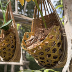 Handmade 100% Thai Bamboo Hanging Orchid Basket – 4 Inch Set of 3