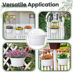 Layhit 6 Pcs Wall Hanging Planters Outdoor Pot Planter Wine Barrel Planter Distressed Oak Thickened Plastic Water Storage Flower Pots for Flower Indoor Outdoor(10 Inches,White)