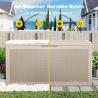 120 Gallon Waterproof Outdoor Storage Box,Resin Deck Box,Lockable Outside Storage Box Container for Patio Furniure,Garden,Pool Tools (120 Gallon,Grey)