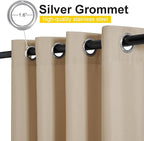 NICETOWN Canvas Outdoor Curtains for Paito 2 Panels, Taupe, W52 x L84 per Panel - Waterproof & Windproof Sun Shades with Grommet & Back Tab & Rod Pocket, Free Rope Included for Bottom Fixing