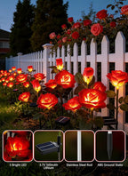 Brightown Outdoor Solar Flower Lights, 4 Pack Solar Garden Light with Larger & More Realistic Red Rose, Bigger Solar Panel, Waterproof Solar Lights Outdoor for Yard Garden Lawn Pathway Decoration