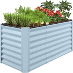 Best Choice Products 4x2x2ft Outdoor Metal Raised Garden Bed, Deep Root Box Planter for Vegetables, Flowers, Herbs, 119 Gallon Capacity, 100% Non Toxic Materials - Mist Blue