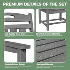 HDPE Outdoor Patio Dining Set with Table & 6 Chairs, All-Weather 7-Piece Outdoor Table and Chairs, 2" Umbrella Hole, Patio Furniture for Garden, Backyard, Deck | Grey