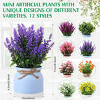 Cindeer 12 Pcs Large Artificial Potted Flowers Fake Potted Plants Plastic Faux Flowers for Home Decor Indoor Artificial Plants in Pots for Wedding Home Desk Tabletop Outdoor Office Kitchen (Vintage)