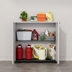 ADDOK Indoor Outdoor Plastic Storage Cabinet 34"x15"x34" with 1 Shelf, Outdoor Storage Shed for Living Room, Hallway, Balcony, Garage, Garden, Backyard-White