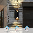 LEONLITE Dimmable LED Up Down Wall Light, 100-277V, CRI 90+, IP65 Waterproof, 10%-100% Dimmable for Commercial Outdoor, 14 Inch Modern Porch Light, 3000K, Pack of 2