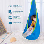 Hammock Chair for Kids, Blue Cotton Pod Swing for Indoor or Outdoor Use