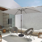 JEAREY 6.5x10 ft Rectangular Patio Umbrellas Rectangle Outdoor Umbrella with Push Button Tilt and Crank, Market Table Umbrella 6 Sturdy Ribs UV Protection for Poolside Garden Backyard Deck, Foggy Gray