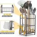 Storage Rack for Garden Tools, Black Alloy Steel with Lockable Wheels