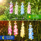 KOOPER Solar Lights Outdoor Garden Decor, 4 Pack Upgraded Delphinium Solar Garden Lights with 36 LEDs, Vivid Flowers Outdoor Waterproof for Landscape Patio Yard Decor