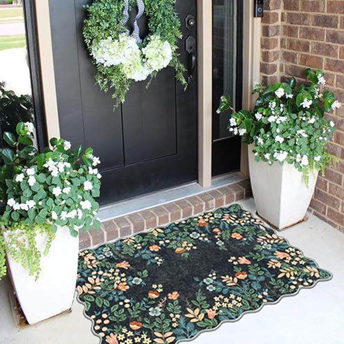 Outdoor Rug, 2 x 3 ft Polyester Entryway Mat with Non-Slip Rubber Backing