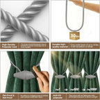 Hion Magnetic Curtain Tiebacks Grey 2pcs, Curtain Tiebacks Buckles Holdbacks Holders Hooks Clip for Home Bedroom Office Decorative Curtain
