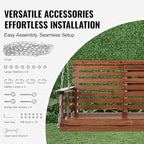 VEVOR Wooden Porch Swing 5 ft, Patio Bench Swing for Courtyard & Garden, Upgraded 880 lbs Strong Load Capacity, Heavy Duty Swing Chair Bench with Hanging Chains for Outdoors, Brown
