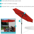 Sunnydaze Outdoor Patio Umbrella - Polyester Table Market Umbrella with Push-Button Tilt and Crank - 8 Sturdy Ribs - Burnt Orange - 9ft