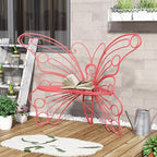 50 Inches Outdoor Bench, Garden Bench with Sturdy Iron Metal Frame, Pretty Butterfly Bench Front Porch Bench for Porch,Lawn,Garden,Yard