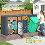 AECOJOY Outdoor Trash Can Storage Shed for 3 Garbage Cans, 73 Cu.Ft Outside Garbage Can Storage Sheds & Outdoor Storage Clearance, Dark Grey Outdoor Horizontal Storage Cabinet Waterproof