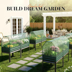 KING BIRD Large Raised Garden Bed with Netting Galvanized Elevated Planter Box with Legs 72×23×55 in for Backyard, Patio, Balcony, 700lb Capacity, Dark Grey
