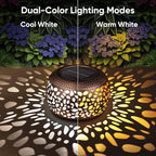 Solar Lanterns Outdoor Waterproof Decor: 2 Pack Red Copper Hollow Out Retro Metal Solar Lights - Unique Gardening Gifts for Women Mom - Outside Patio Porch Yard Tabletop Decorations 2 Lighting Modes