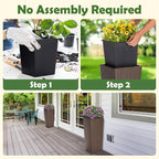 Idzo All Weather Wicker Planters for Outdoor Plants Set of 2, 24 inch Tall Planter for Front Porch, Patio, Balcony, Indoor Usage - Square Rattan Flower Pots, Mocha