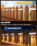 Solar Fence Lights 8 Pack, 50 Lumens Outdoor Fence Solar Lights with 12 Modes RGB Color Glow LED Solar Lights Outdoor Waterproof for Patio, Backyard, Deck, Fence, Railing. （White Shell）